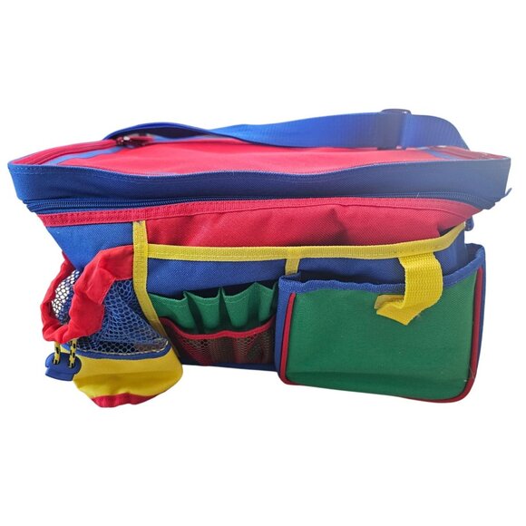 Colorblock Organization Kid Car Picnic Bag with Shoulder Strap VTG 90s Large - Picture 1 of 10